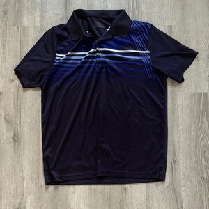 Men's Navy Blue golf pro Striped Polo Shirt